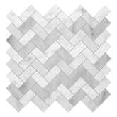 11.6" x 11.1" Carrara White Herringbone Peel and Stick backsplash