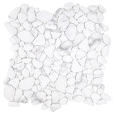 White Calacatta Pebble 10.6‘’x10.6'' Recycled Glass Floor And Wall Mosaic Tile