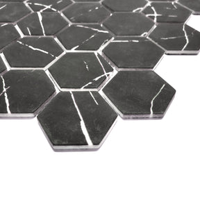 Black Marquina 11.7''x10.2'' Recycled Glass Wall And Floor Mosaic Tile