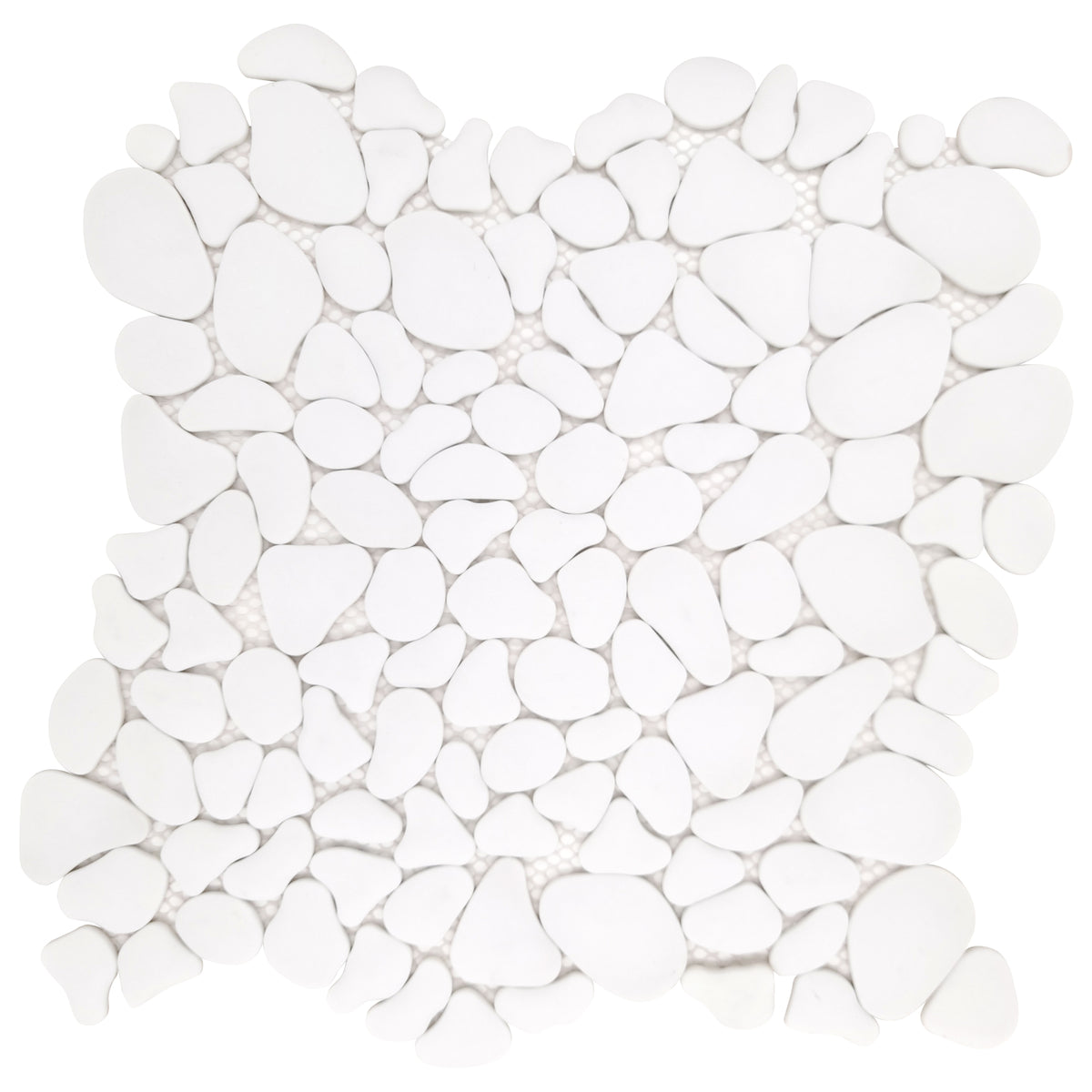 White Pebble 10.6‘’x10.6'' Recycled Glass Floor And Wall Mosaic Tile