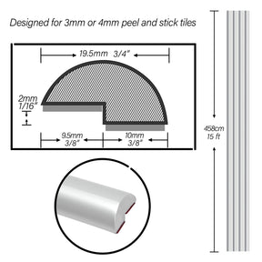 15 Feet PVC Peel and Stick Backplash Trim, Silver Matte