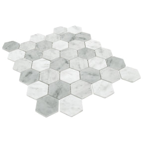 White Carrara 11.7''x10.2 Recycled Glass Floor And Wall Mosaic Tile