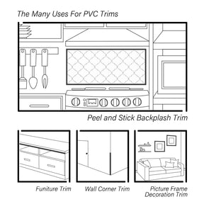 15 Feet PVC Peel and Stick Backplash Trim, Silver Matte