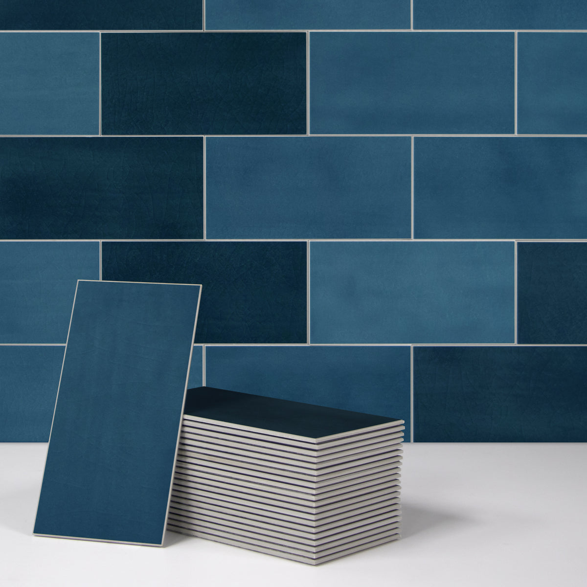 3x6" Blue Subway Peel and Stick Backsplash Tile