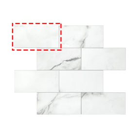 3x6'' Calacatta White Peel and Stick Tile