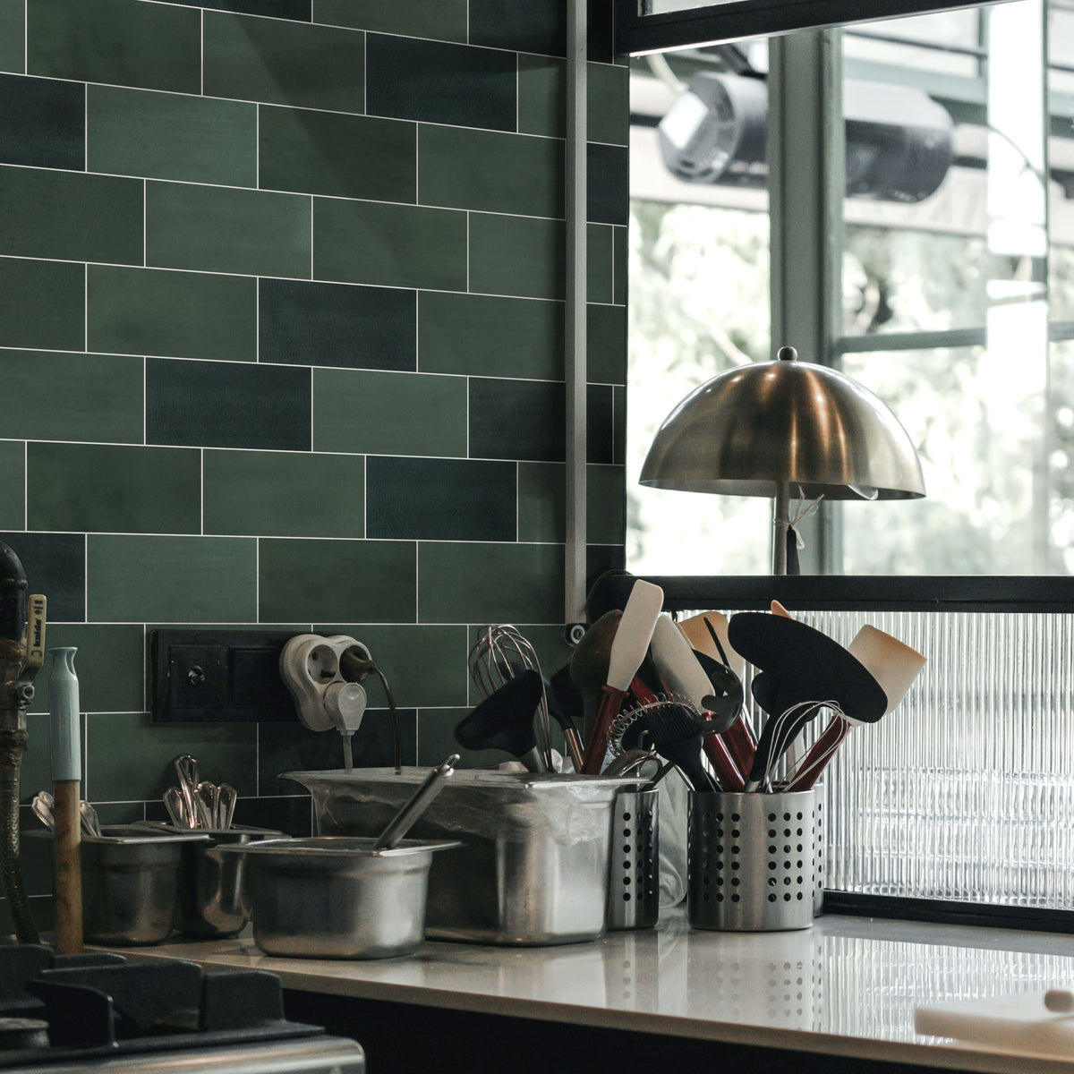 3x6" Green Subway Peel and Stick Backsplash Tile