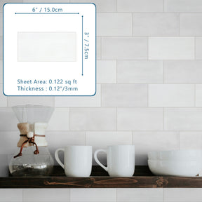 3x6" White Subway Peel and Stick Backsplash Tile