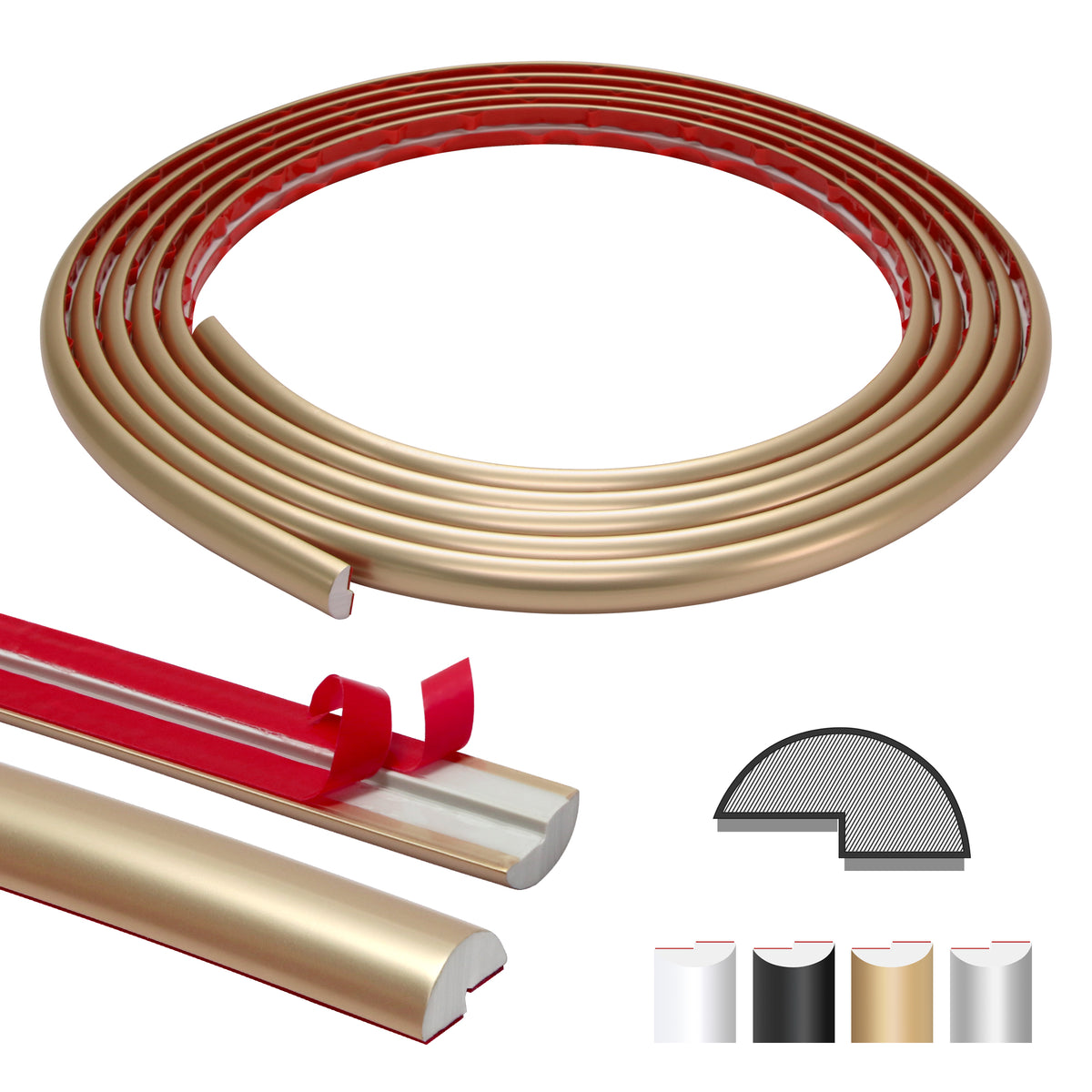 15 Feet PVC Peel and Stick Backplash Trim, Shiny Gold