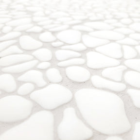 White Pebble 10.6‘’x10.6'' Recycled Glass Floor And Wall Mosaic Tile