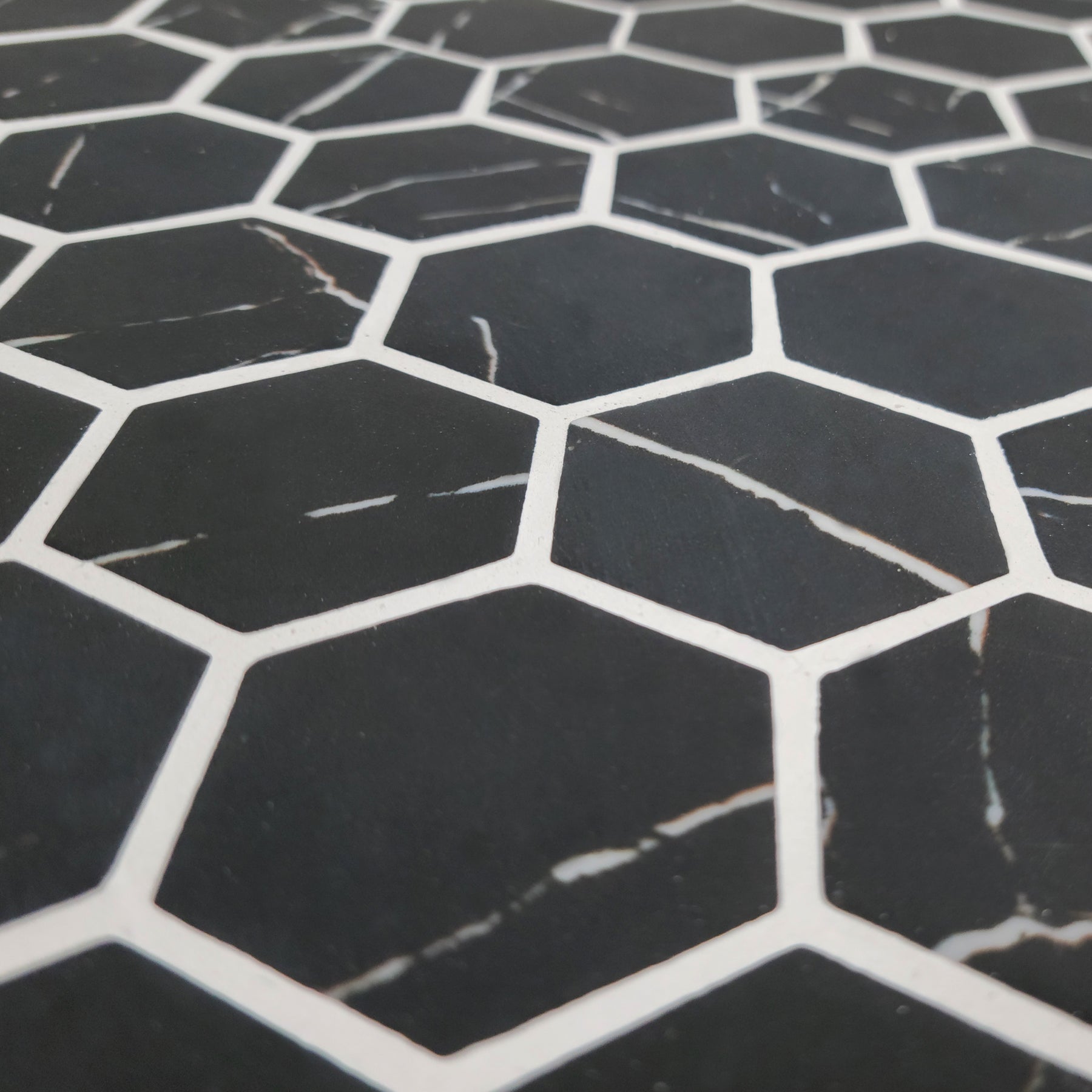 Black Marquina 11.7''x10.2'' Recycled Glass Wall And Floor Mosaic Tile