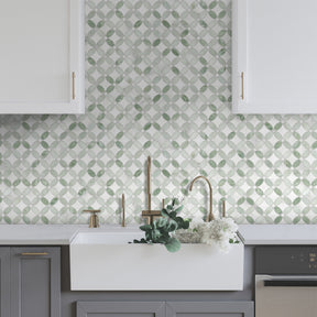 Green Coin Waterjet Peel and Stick Backsplash Tile