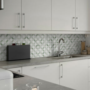 Green Coin Waterjet Peel and Stick Backsplash Tile