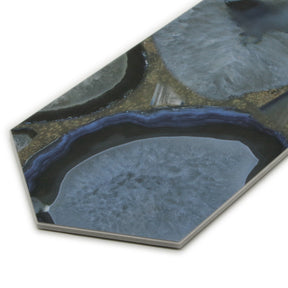 Agate Blue Long Hexagon Peel And Stick Backsplash Tile