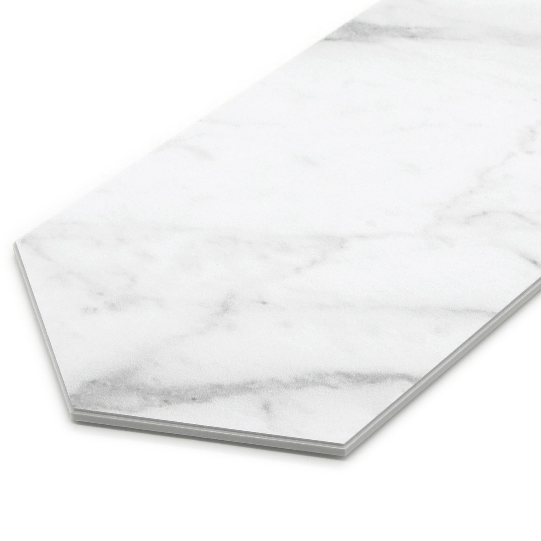 Carrara White Long Hexagon Peel And Stick Backsplash Tile