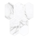 Carrara White Long Hexagon Peel And Stick Backsplash Tile