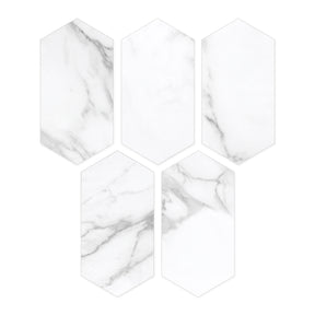 Carrara White Long Hexagon Peel And Stick Backsplash Tile