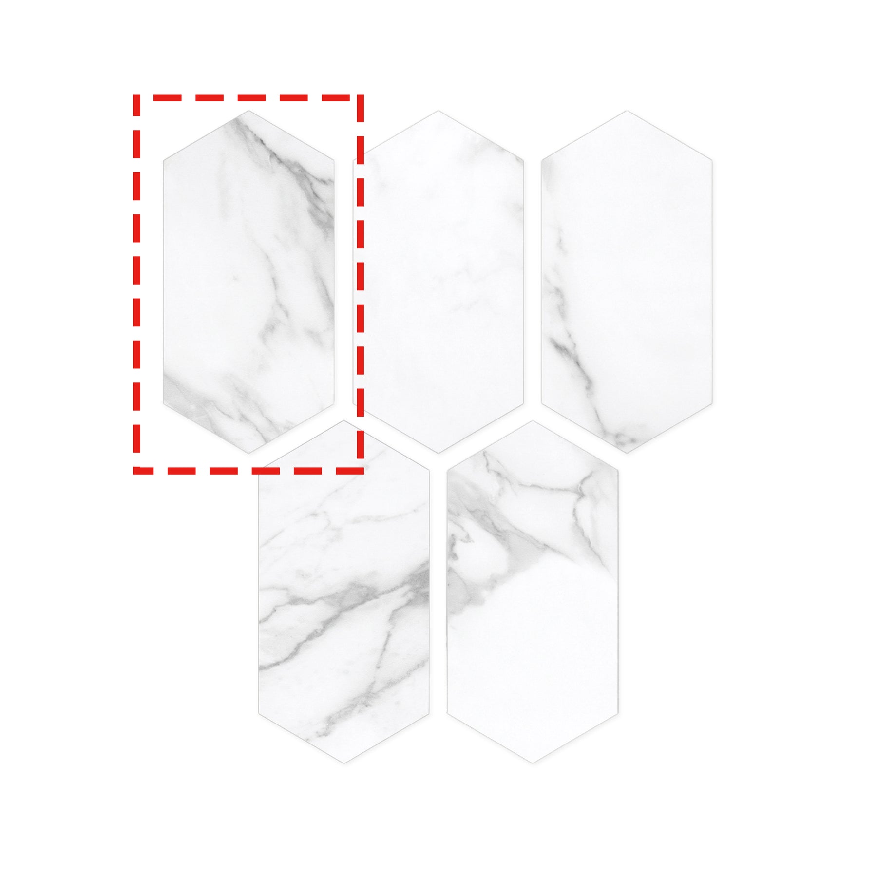 Carrara White Long Hexagon Peel And Stick Backsplash Tile