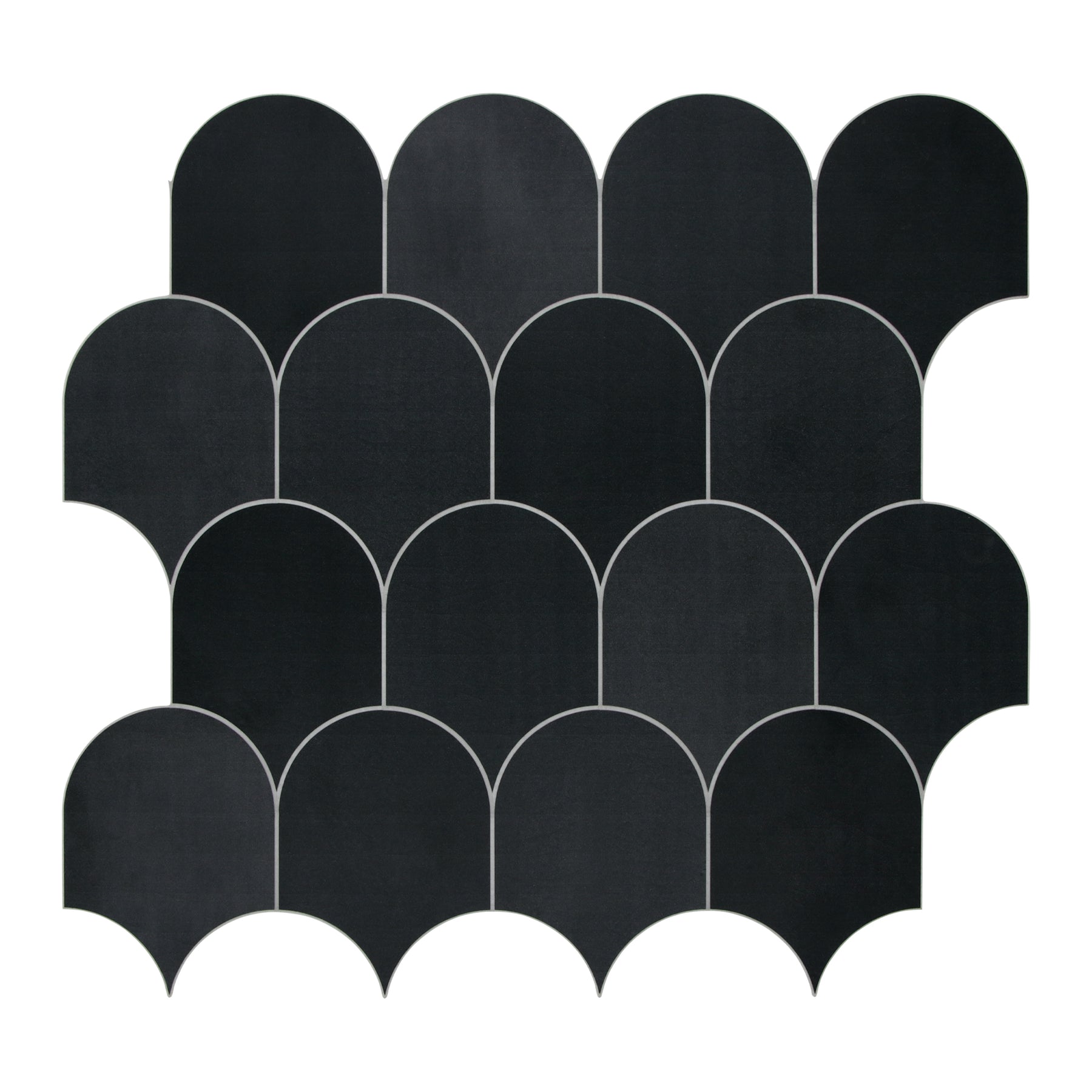 Black Fish Scale Peel and Stick Backsplash Tile