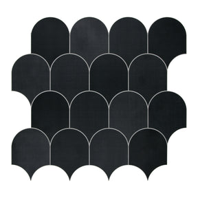 Black Fish Scale Peel and Stick Backsplash Tile