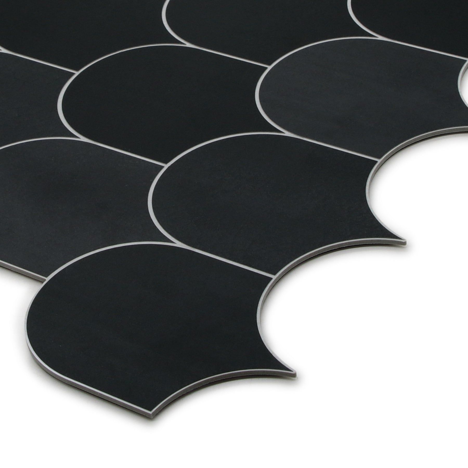 Black Fish Scale Peel and Stick Backsplash Tile