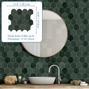 Green Fish Scale Peel and Stick Backsplash Tile