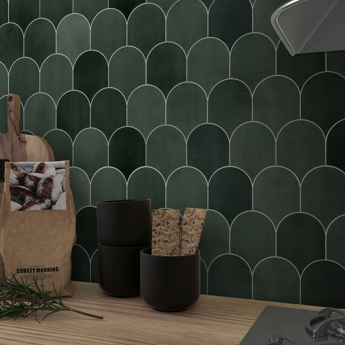 Green Fish Scale Peel and Stick Backsplash Tile