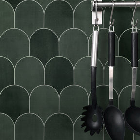 Green Fish Scale Peel and Stick Backsplash Tile