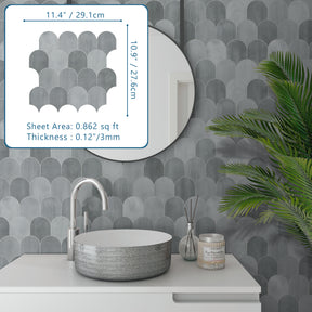 Gray Fish Scale Peel and Stick Backsplash Tile