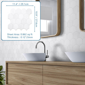 White Fish Scale Peel and Stick Backsplash Tile