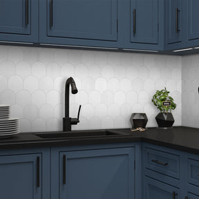 White Fish Scale Peel and Stick Backsplash Tile