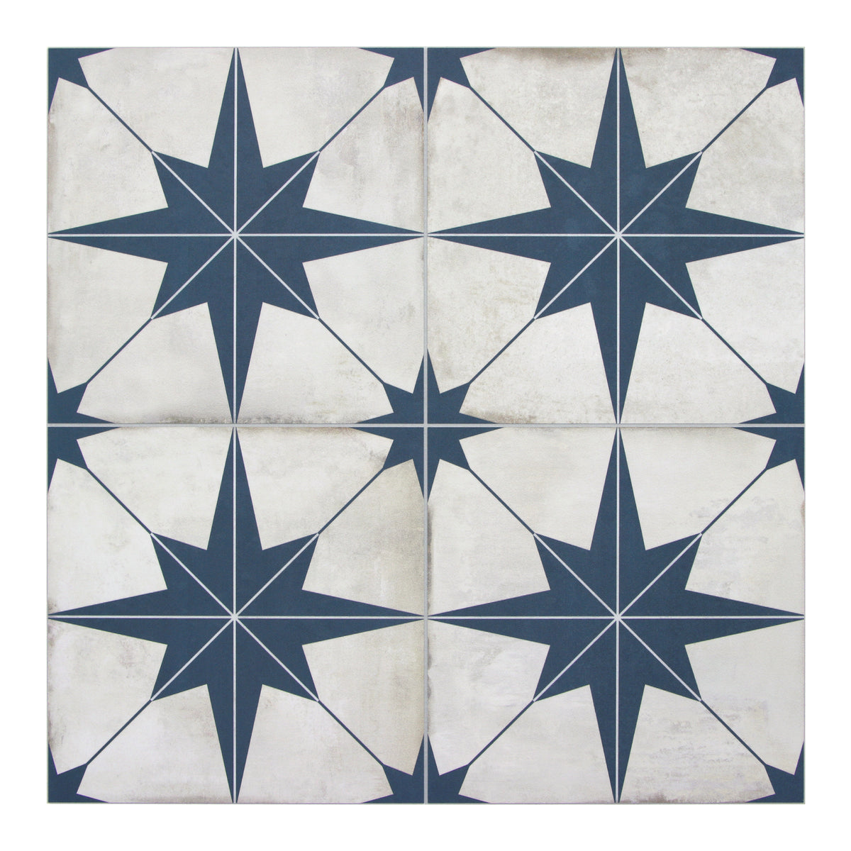 Encaustic Patterned Blue Star Peel and Stick Backsplash Tile