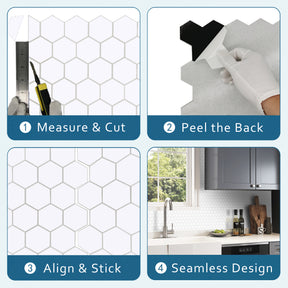 2'' Hexagon White Peel and Stick Tile