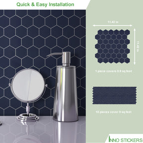 2" Hexagon Blue Peel and Stick Tile