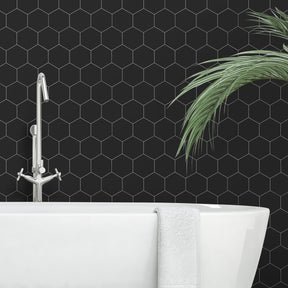 Big Hexagon Black Peel And Stick Backsplash Tile