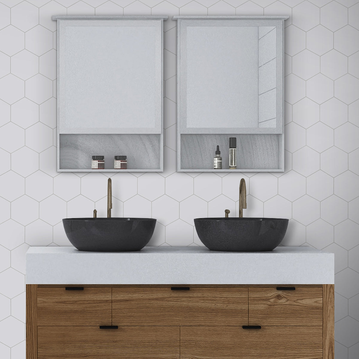 Big Hexagon White Peel And Stick Backsplash Tile