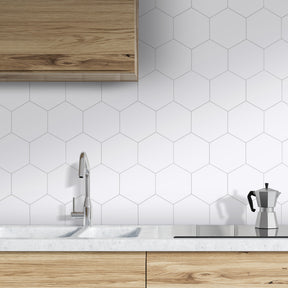 Big Hexagon White Peel And Stick Backsplash Tile