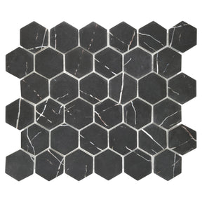 Black Marquina 11.7''x10.2'' Recycled Glass Wall And Floor Mosaic Tile