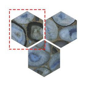 6X7'' Agata Blue Hexagon Marble PEEL AND STICK TILE