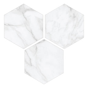 6X7'' Calacatta White Hexagon Marble Peel and Stick Tile