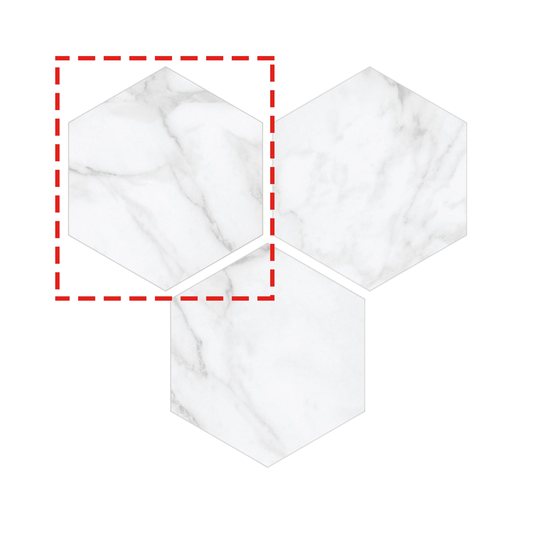 6X7'' Calacatta White Hexagon Marble Peel and Stick Tile