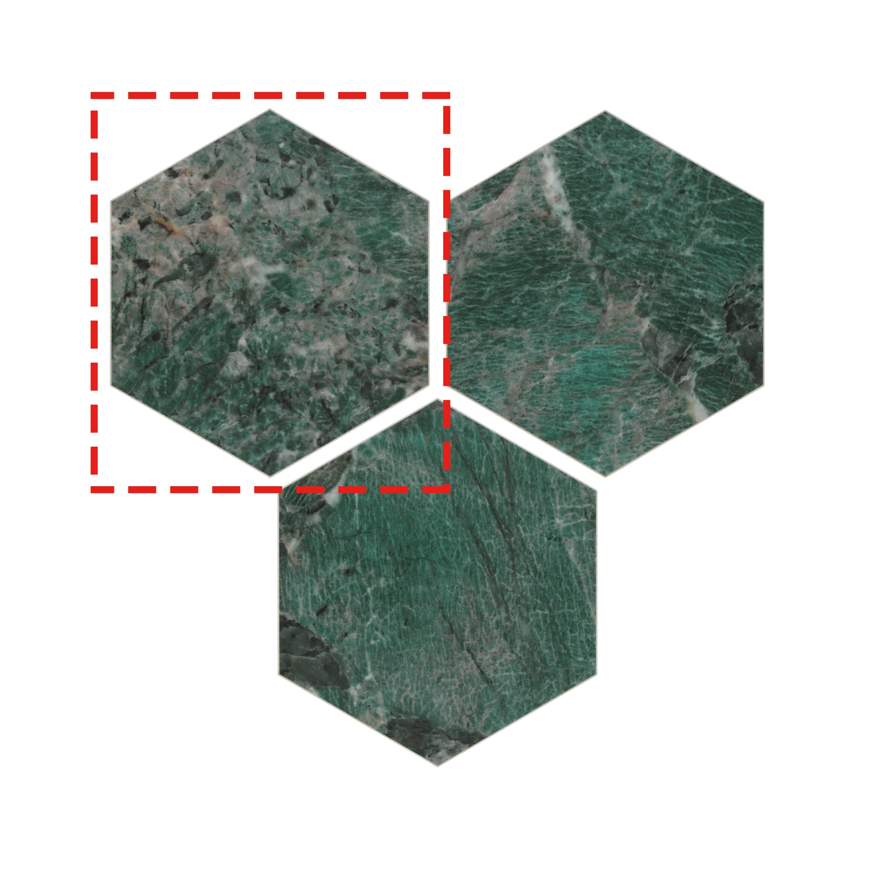 6X7'' Amazonita Green Hexagon Marble Peel and Stick Tile