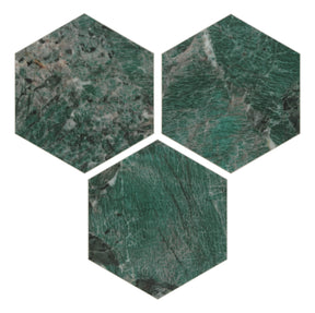 6X7'' Amazonita Green Hexagon Marble Peel and Stick Tile