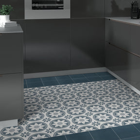 9" x 9" Patterned Blue Peel and Stick Backsplash Wall and Floor Tile