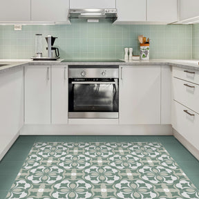 9" x 9" Patterned Green Peel and Stick Backsplash Wall and Floor Tile