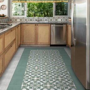 9" x 9" Patterned Green Peel and Stick Backsplash Wall and Floor Tile