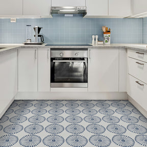 9" x 9" Patterned Blue Peel and Stick Backsplash Wall and Floor Tile