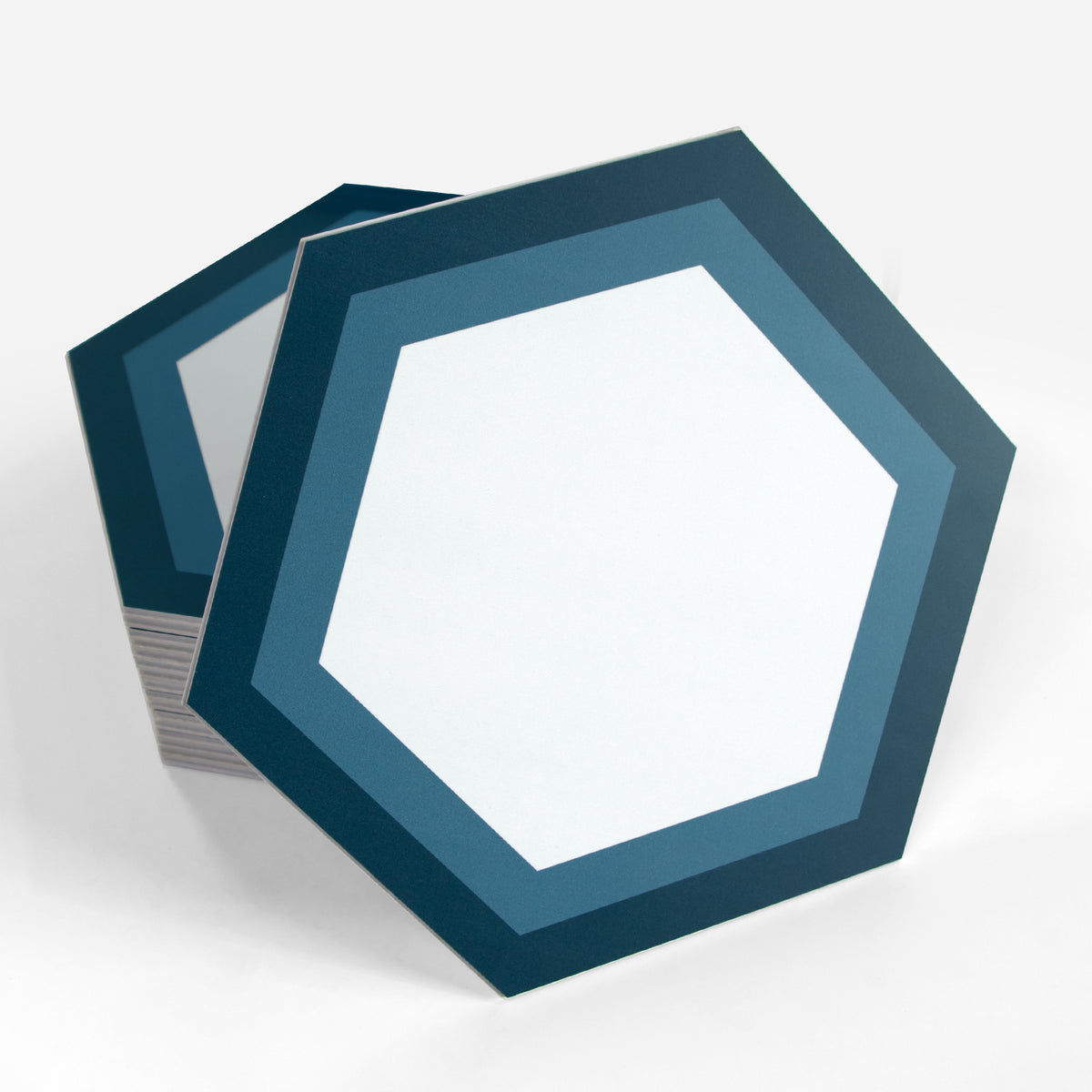 8" x 9" Hexagon Blue Peel and Stick Floor Tile