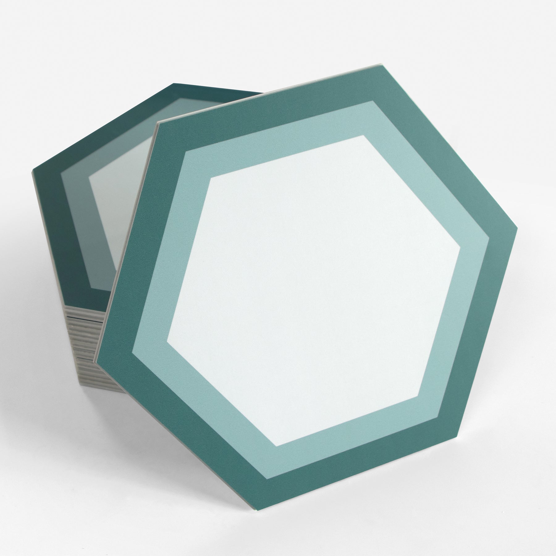 8" x 9" Hexagon Green Peel and Stick Floor Tile