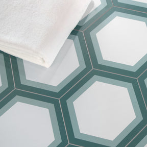 8" x 9" Hexagon Green Peel and Stick Floor Tile