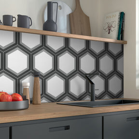 8" x 9" Hexagon Gray Peel and Stick Floor Tile